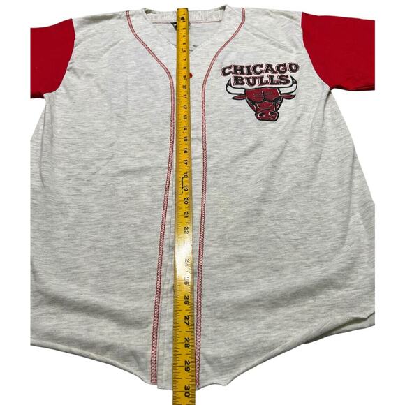 Vintage RARE Chicago Bulls Two Tone Baseball Jersey - Button Front - L - Picture 8 of 10